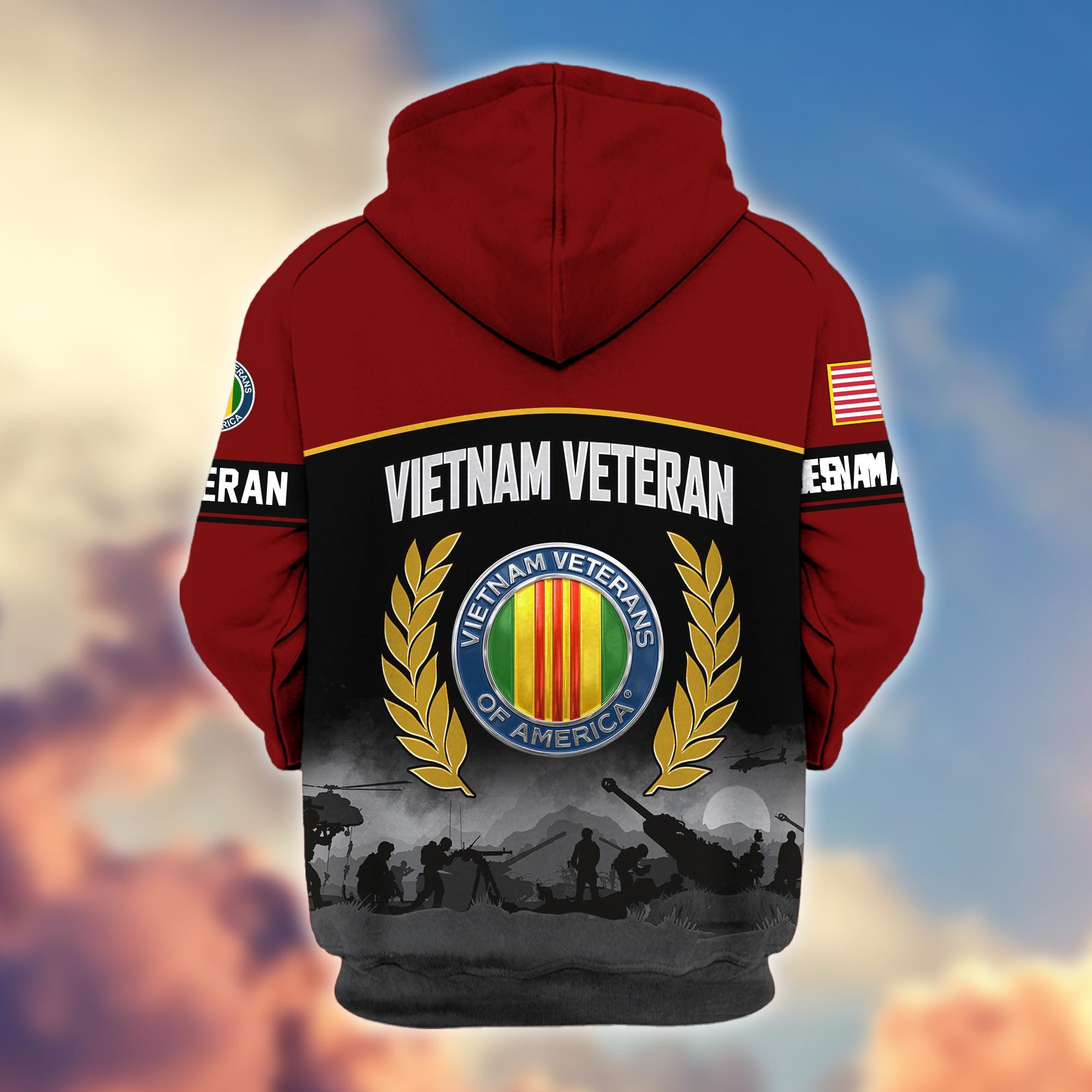 Premium US Veterans Zip Hoodie, Gifts For US Veterans, Gifts On Father's Day, Veterans Day.
