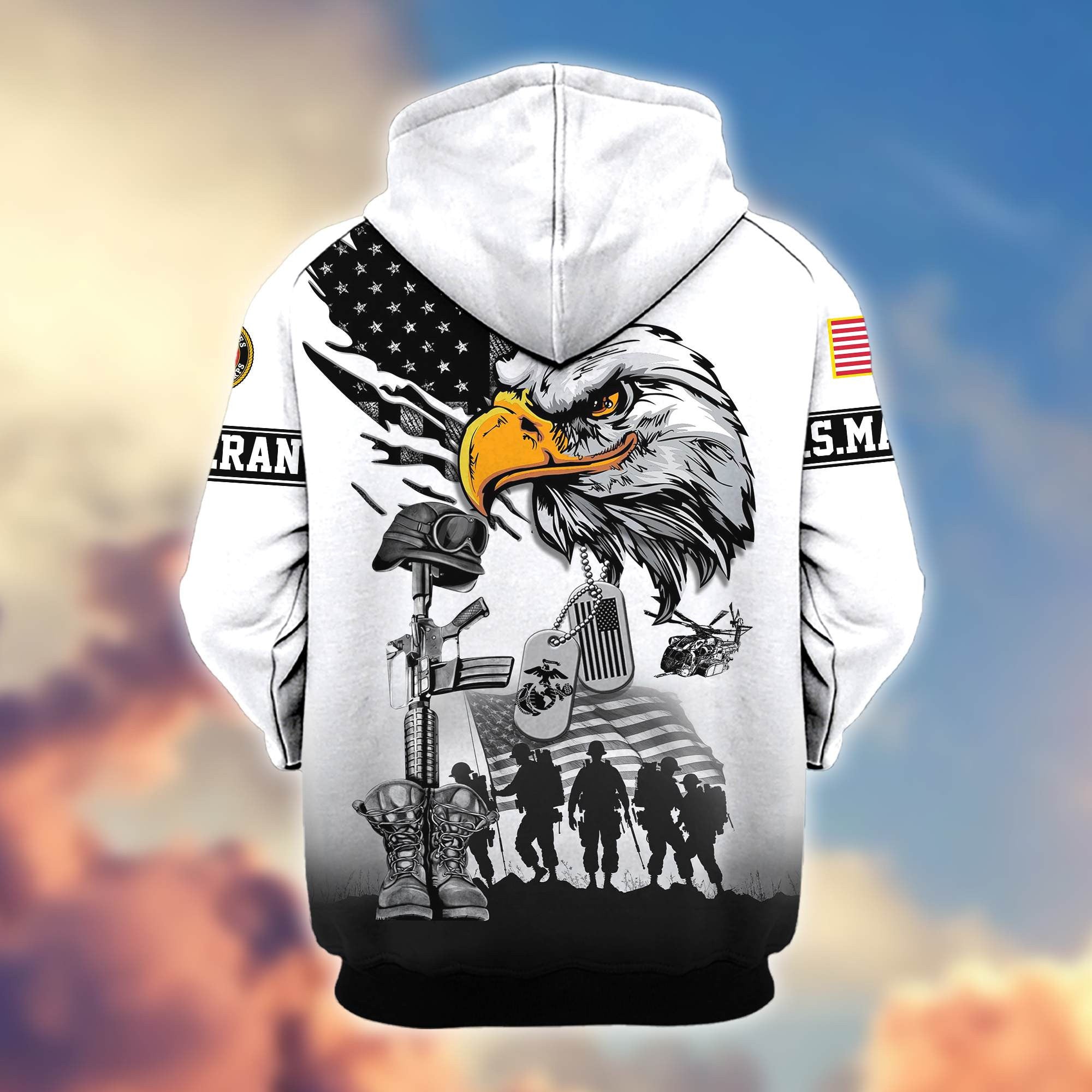 Premium US Veterans Zip Hoodie, Gifts For US Veterans, Gifts On Father's Day, Veterans Day.
