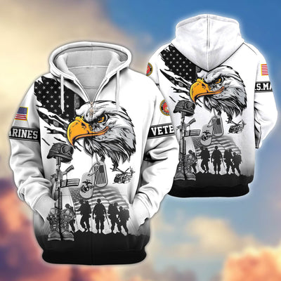 Premium US Veterans Zip Hoodie, Gifts For US Veterans, Gifts On Father's Day, Veterans Day.