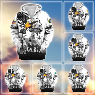 Premium US Veterans Zip Hoodie, Gifts For US Veterans, Gifts On Father's Day, Veterans Day.