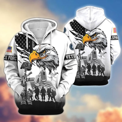 Premium US Veterans Zip Hoodie, Gifts For US Veterans, Gifts On Father's Day, Veterans Day.