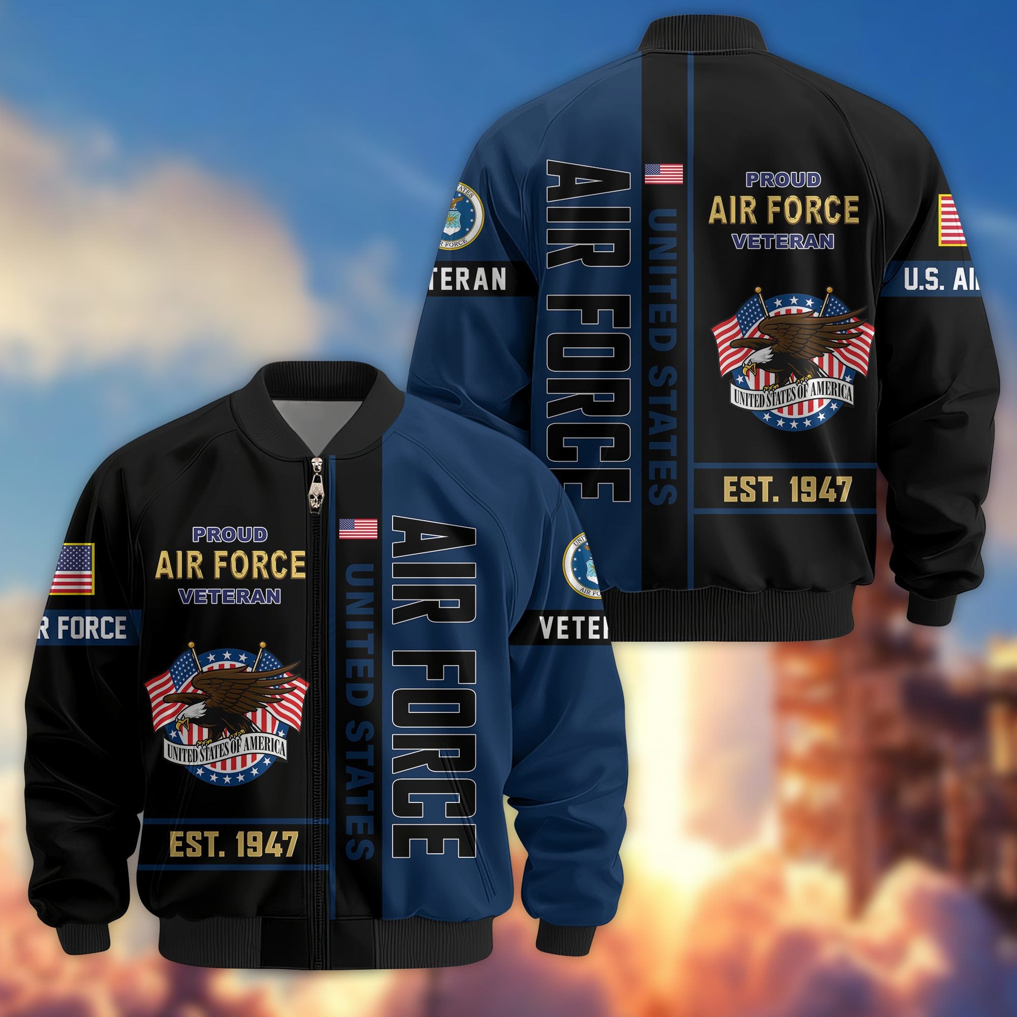 Premium US Veterans Bomber Jacket, Gifts For US Veterans, Gifts On Father's Day, Veterans Day.