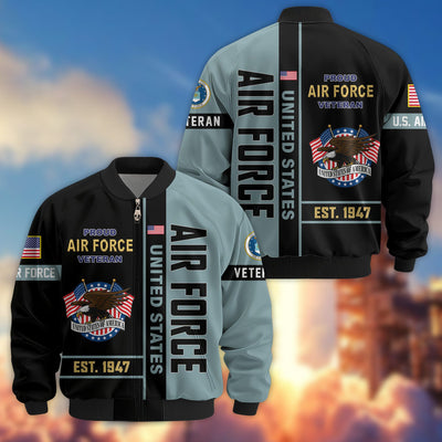 Premium US Veterans Bomber Jacket, Gifts For US Veterans, Gifts On Father's Day, Veterans Day.
