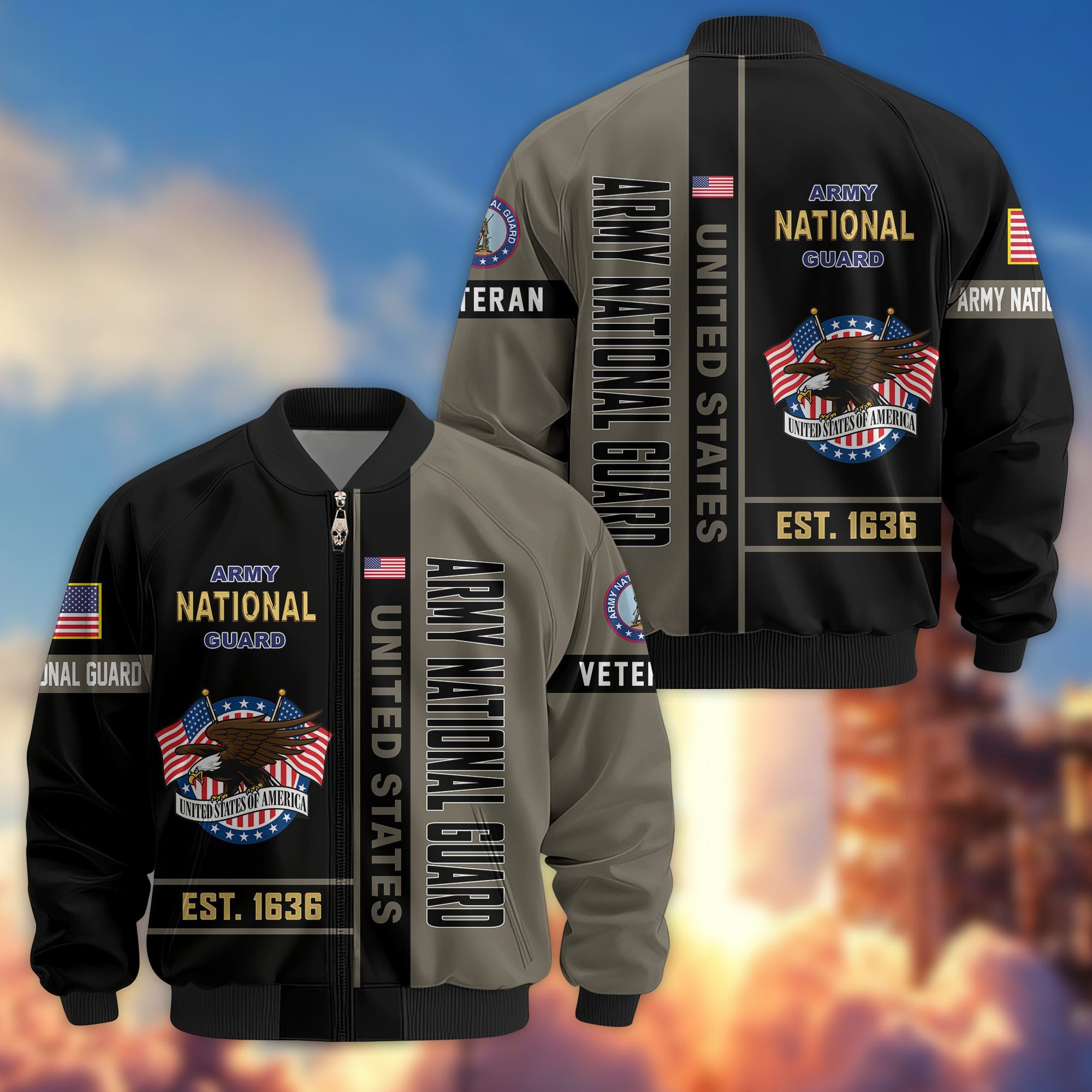 Premium US Veterans Bomber Jacket, Gifts For US Veterans, Gifts On Father's Day, Veterans Day.