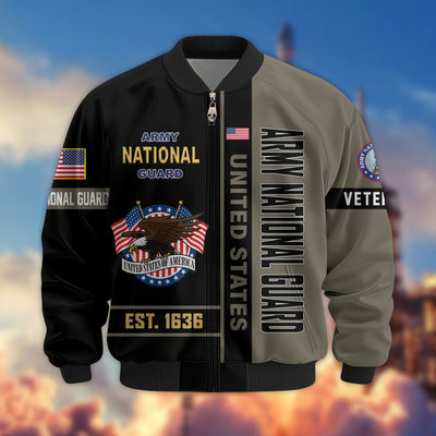 Premium US Veterans Bomber Jacket, Gifts For US Veterans, Gifts On Father's Day, Veterans Day.