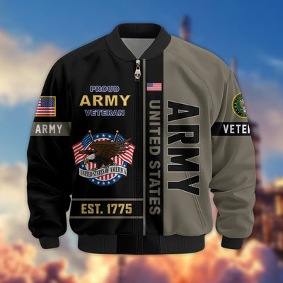 Premium US Veterans Bomber Jacket, Gifts For US Veterans, Gifts On Father's Day, Veterans Day.
