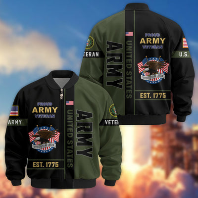 Premium US Veterans Bomber Jacket, Gifts For US Veterans, Gifts On Father's Day, Veterans Day.