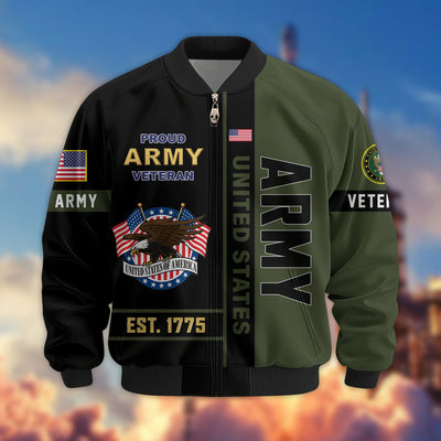 Premium US Veterans Bomber Jacket, Gifts For US Veterans, Gifts On Father's Day, Veterans Day.