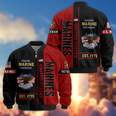 Premium US Veterans Bomber Jacket, Gifts For US Veterans, Gifts On Father's Day, Veterans Day.