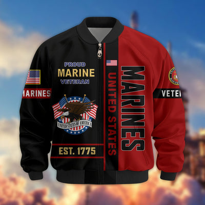 Premium US Veterans Bomber Jacket, Gifts For US Veterans, Gifts On Father's Day, Veterans Day.