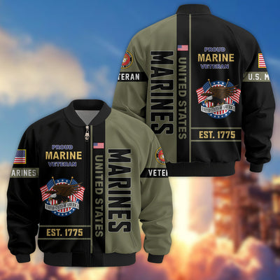Premium US Veterans Bomber Jacket, Gifts For US Veterans, Gifts On Father's Day, Veterans Day.