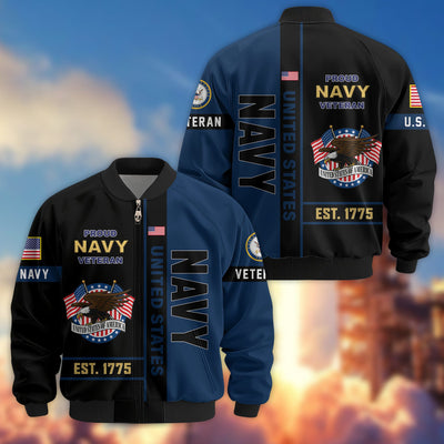 Premium US Veterans Bomber Jacket, Gifts For US Veterans, Gifts On Father's Day, Veterans Day.