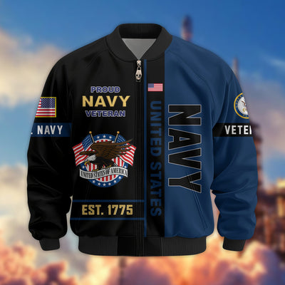 Premium US Veterans Bomber Jacket, Gifts For US Veterans, Gifts On Father's Day, Veterans Day.