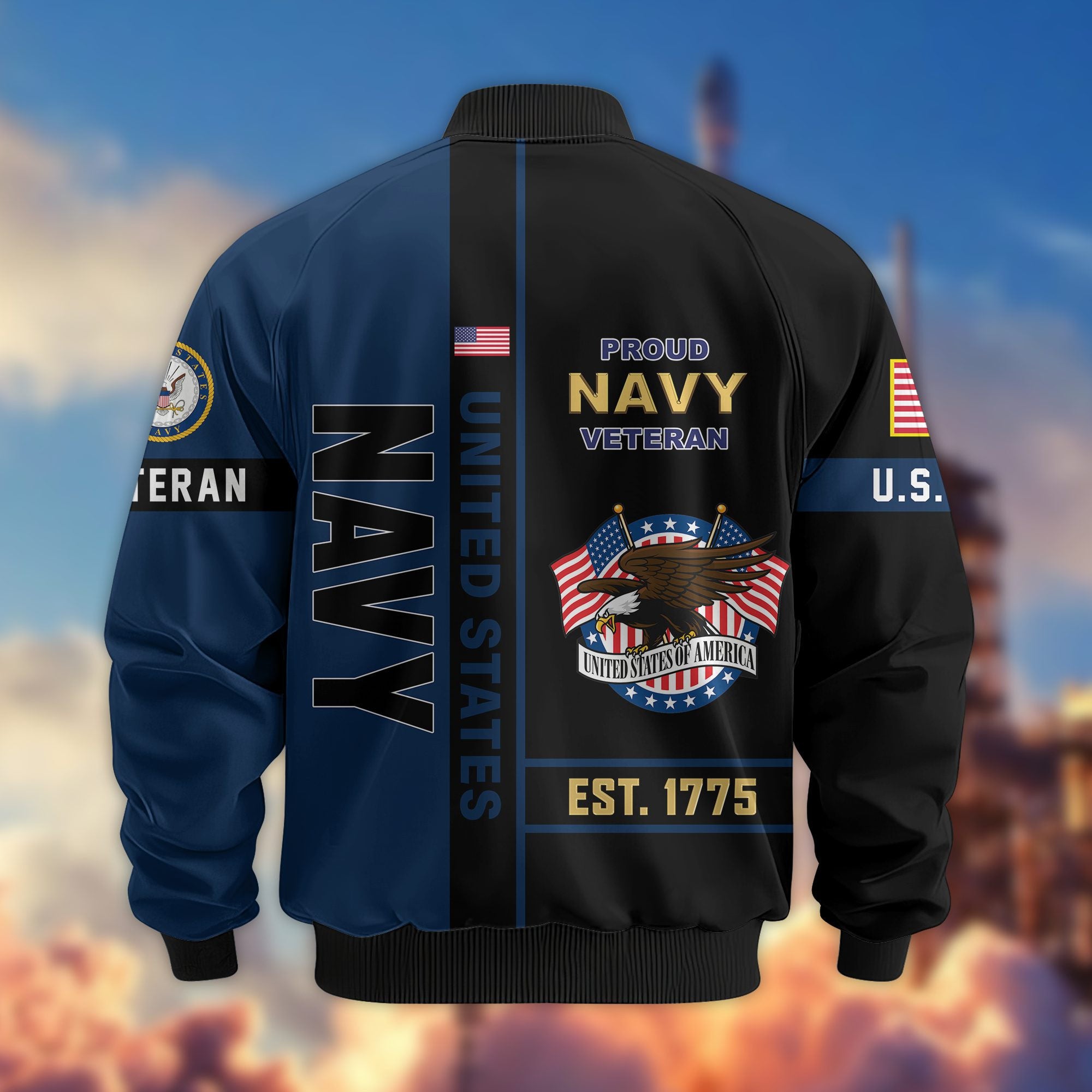 Premium US Veterans Bomber Jacket, Gifts For US Veterans, Gifts On Father's Day, Veterans Day.