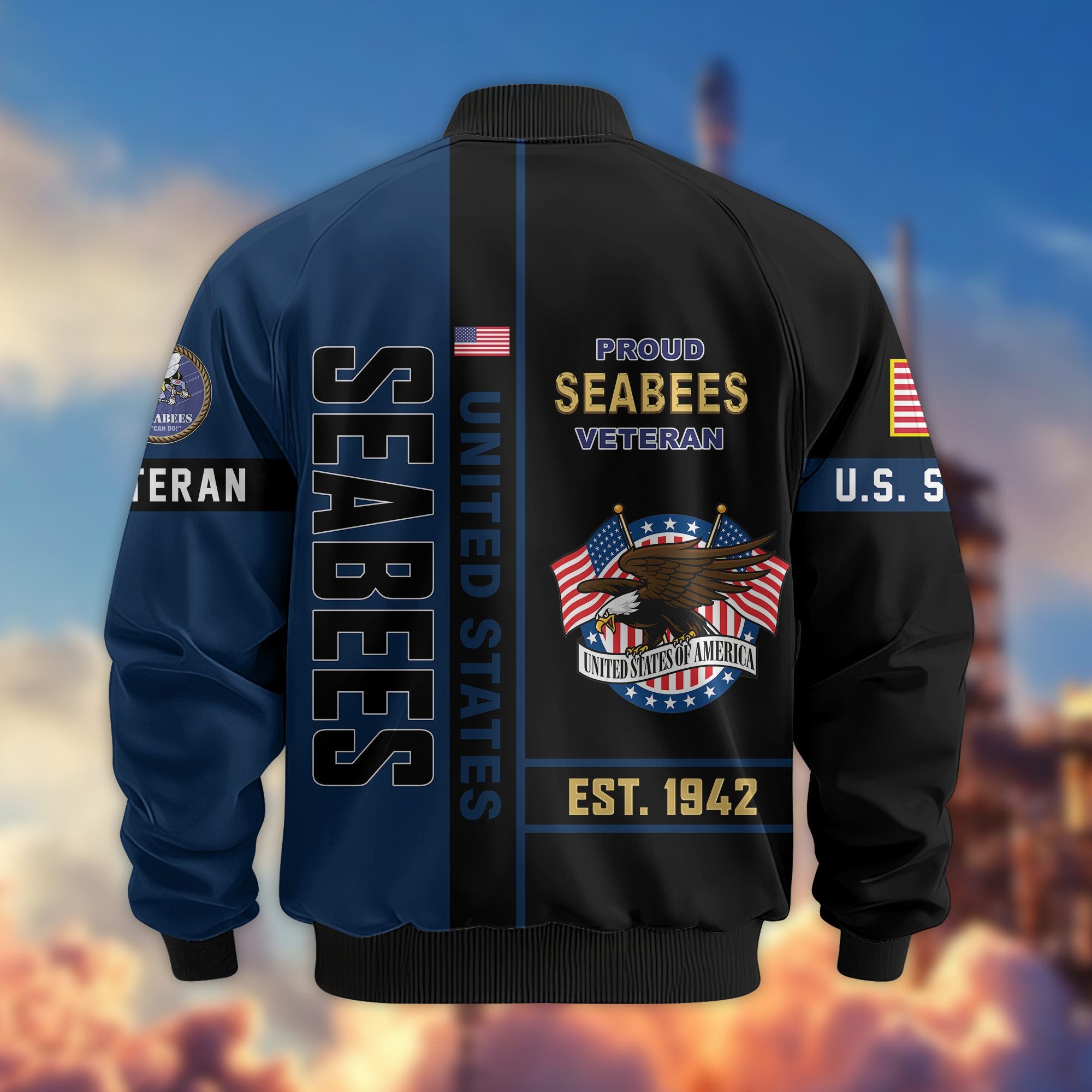 Premium US Veterans Bomber Jacket, Gifts For US Veterans, Gifts On Father's Day, Veterans Day.