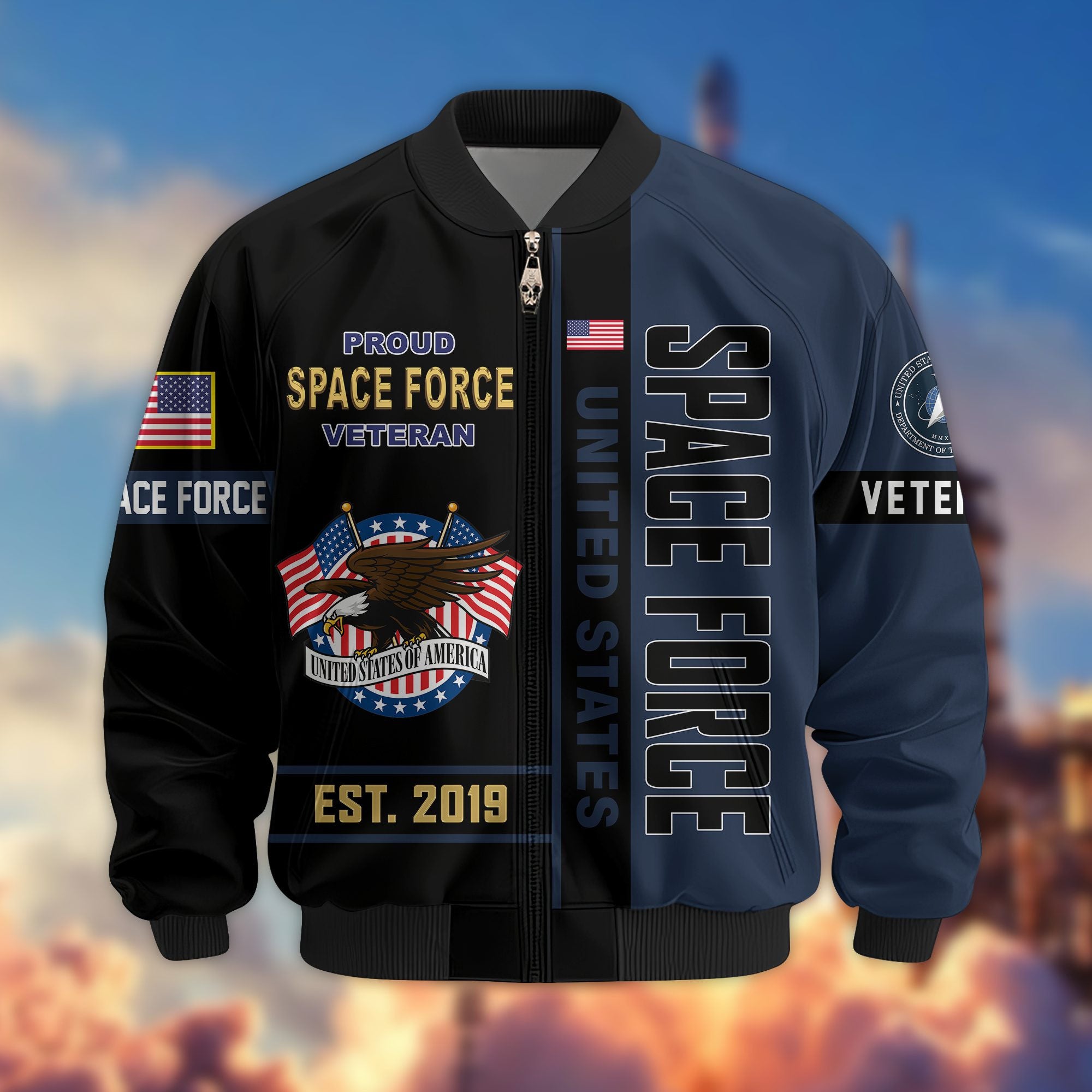 Premium US Veterans Bomber Jacket, Gifts For US Veterans, Gifts On Father's Day, Veterans Day.