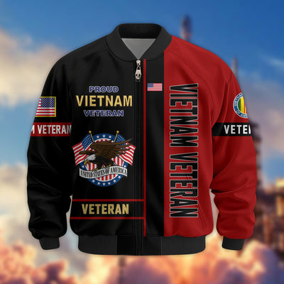Premium US Veterans Bomber Jacket, Gifts For US Veterans, Gifts On Father's Day, Veterans Day.
