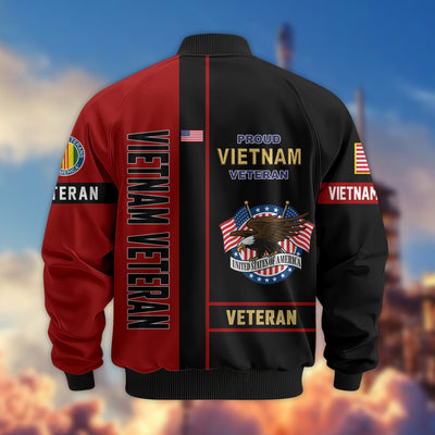 Premium US Veterans Bomber Jacket, Gifts For US Veterans, Gifts On Father's Day, Veterans Day.