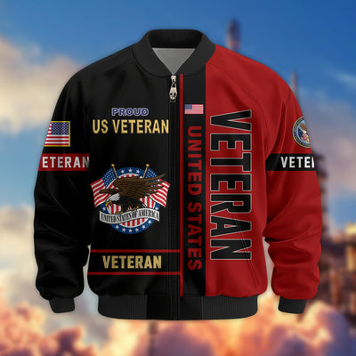 Premium US Veterans Bomber Jacket, Gifts For US Veterans, Gifts On Father's Day, Veterans Day.