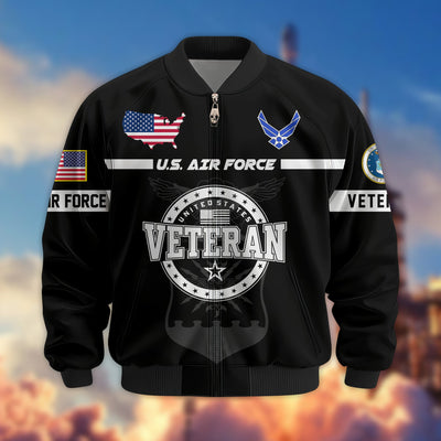 Premium US Veterans Bomber Jacket, Gifts For US Veterans, Gifts On Father's Day, Veterans Day.