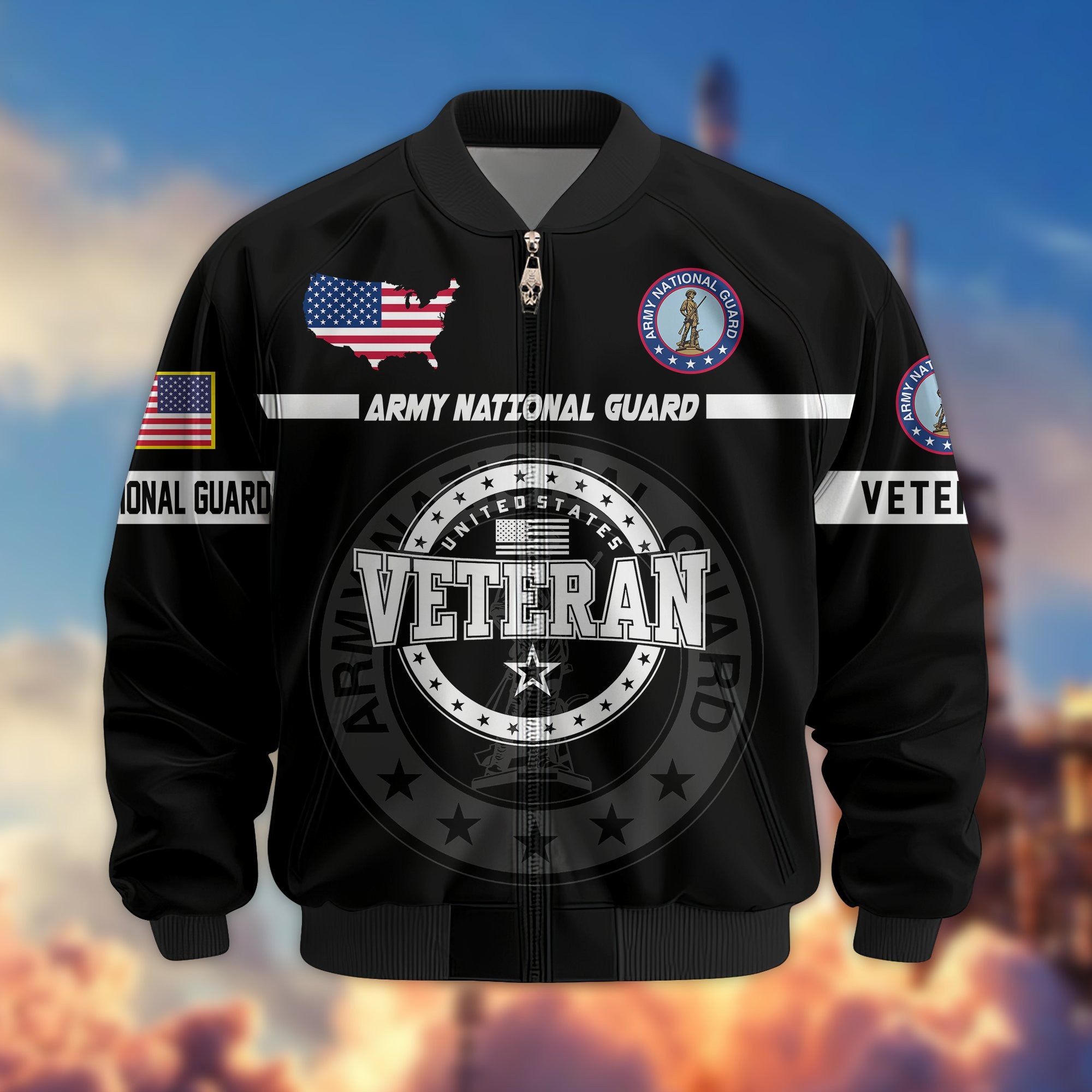 Premium US Veterans Bomber Jacket, Gifts For US Veterans, Gifts On Father's Day, Veterans Day.