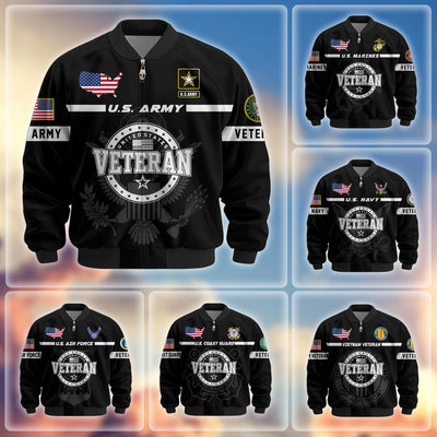 Premium US Veterans Bomber Jacket, Gifts For US Veterans, Gifts On Father's Day, Veterans Day.