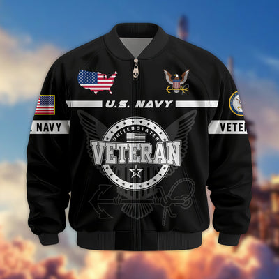Premium US Veterans Bomber Jacket, Gifts For US Veterans, Gifts On Father's Day, Veterans Day.