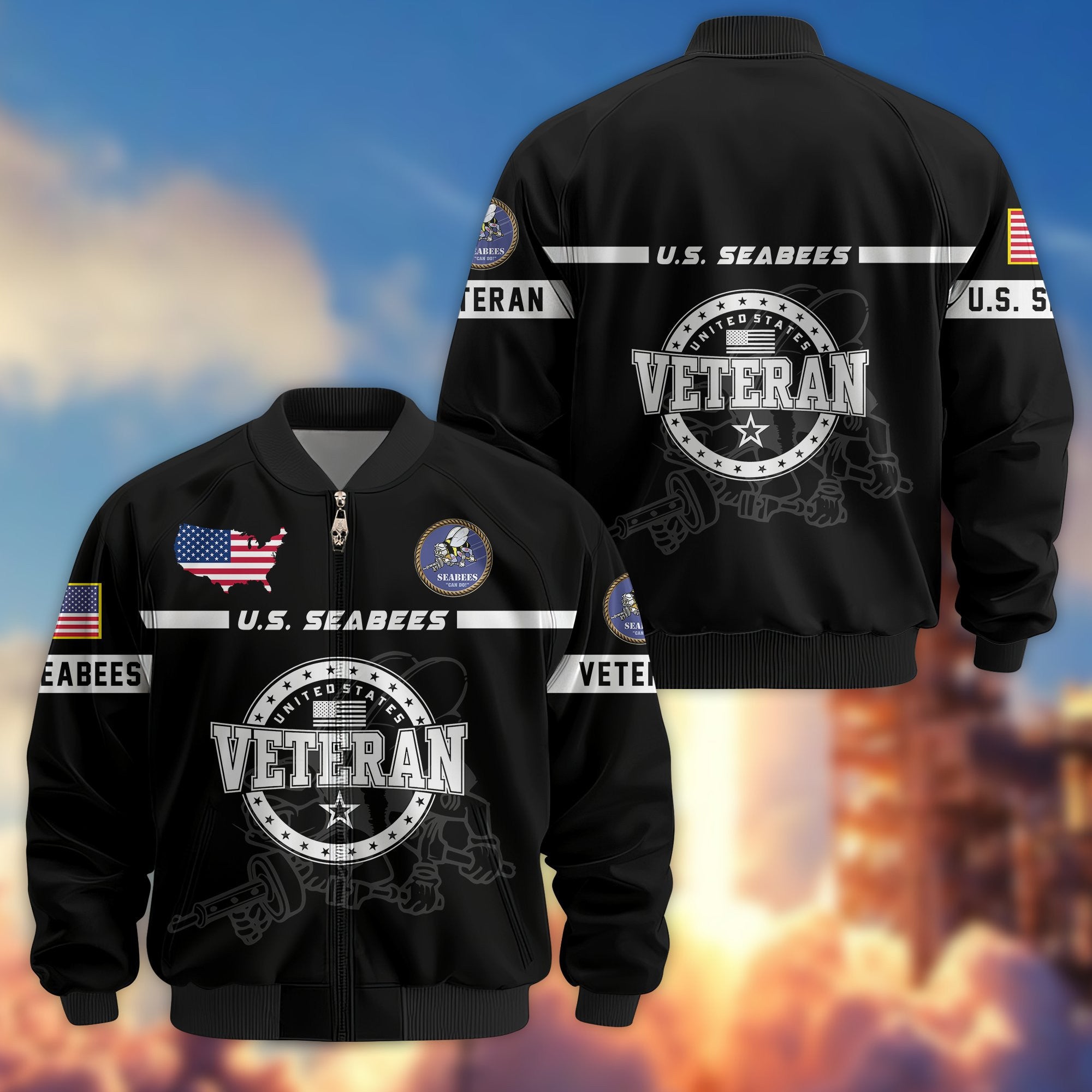 Premium US Veterans Bomber Jacket, Gifts For US Veterans, Gifts On Father's Day, Veterans Day.