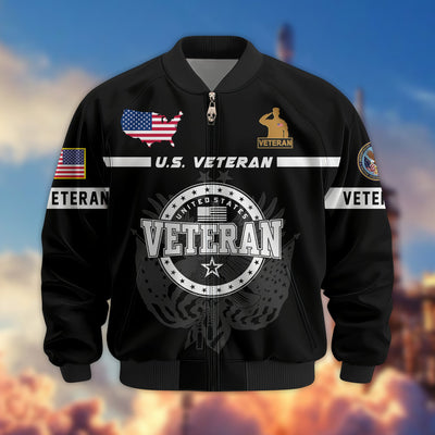 Premium US Veterans Bomber Jacket, Gifts For US Veterans, Gifts On Father's Day, Veterans Day.