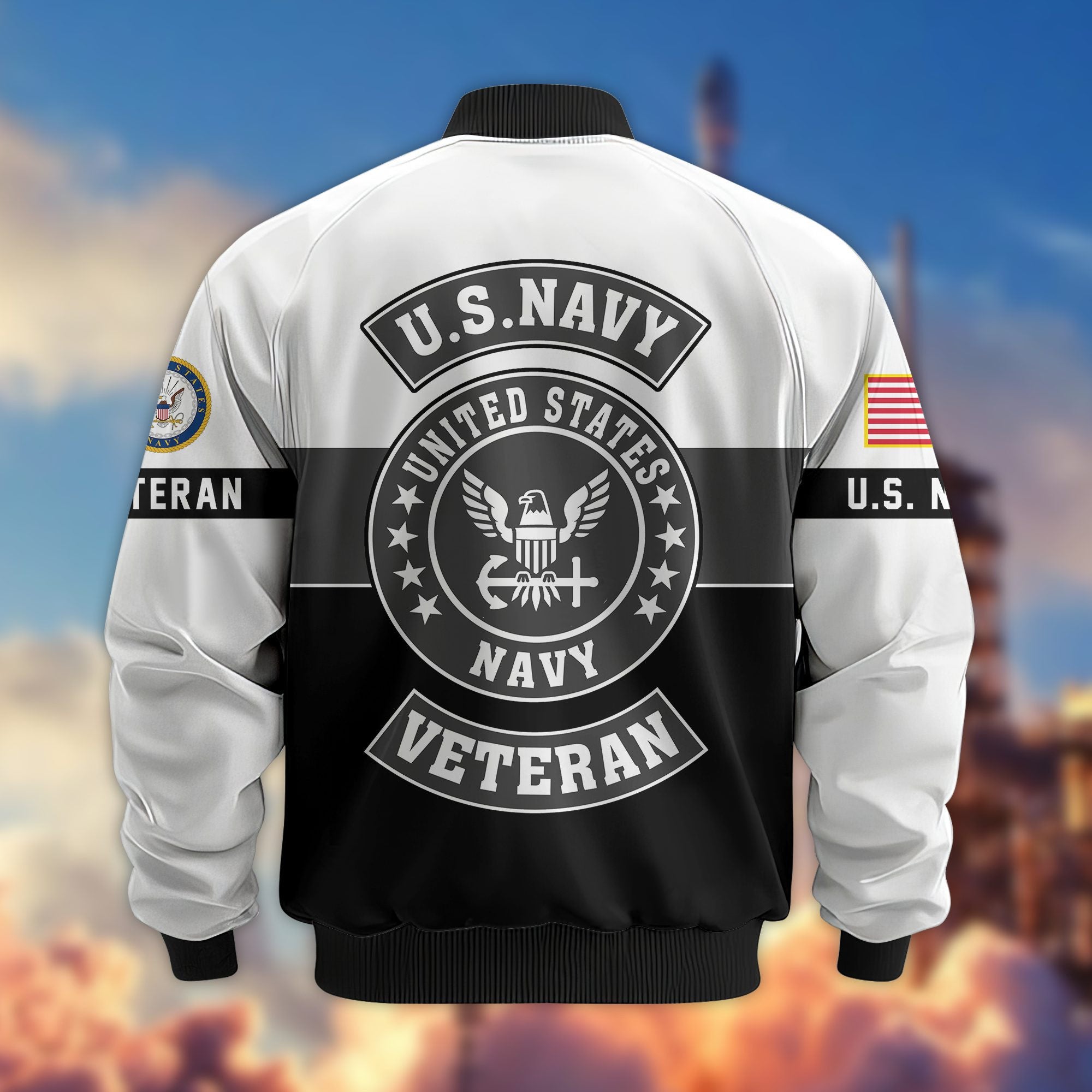 Premium US Veterans Bomber Jacket, Gifts For US Veterans, Gifts On Father's Day, Veterans Day.