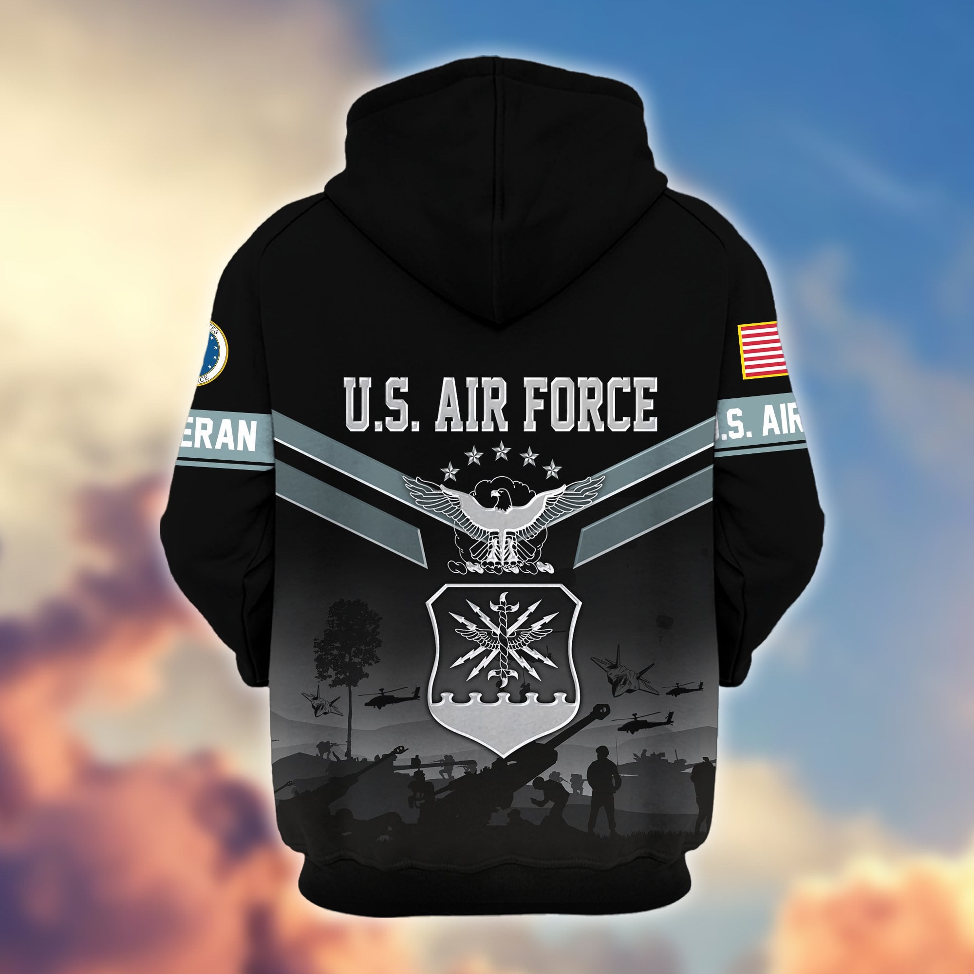 Premium US Veterans Zip Hoodie, Gifts For US Veterans, Gifts On Father's Day, Veterans Day.