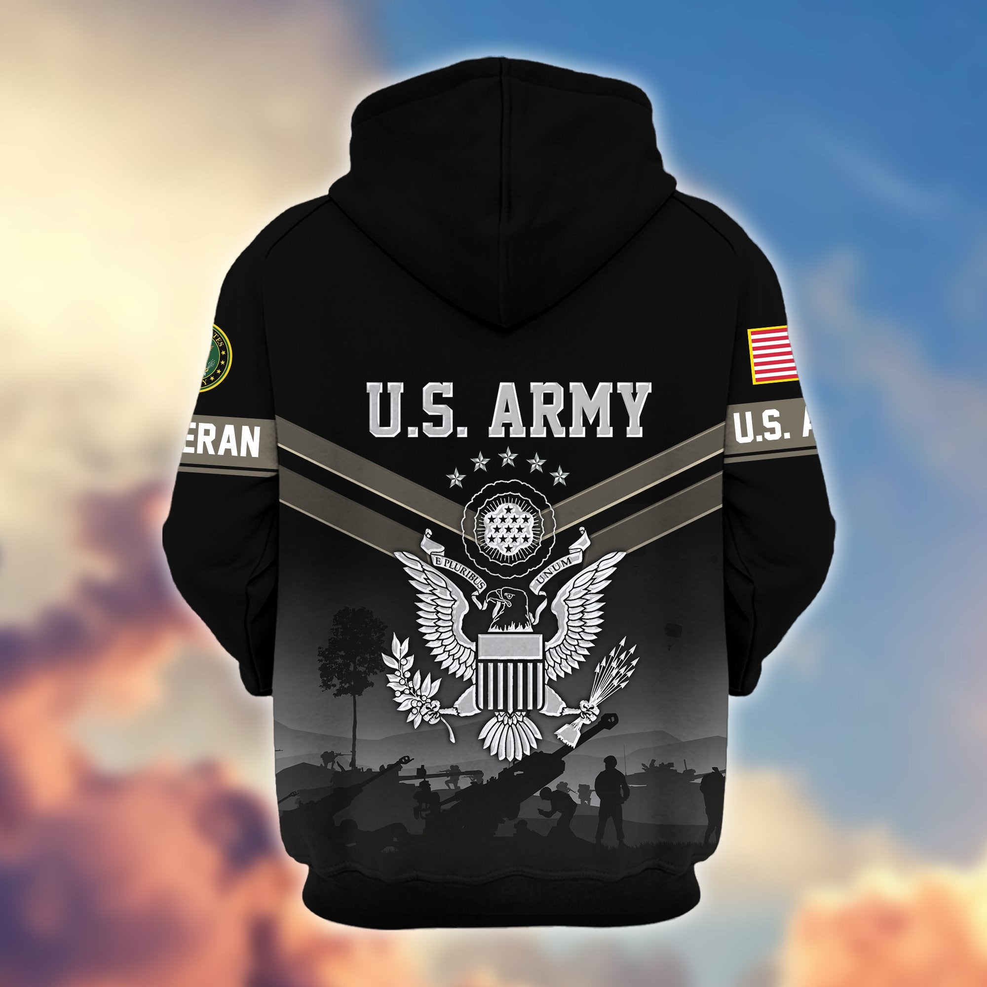 Premium US Veterans Zip Hoodie, Gifts For US Veterans, Gifts On Father's Day, Veterans Day.