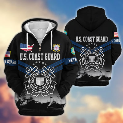 Premium US Veterans Zip Hoodie, Gifts For US Veterans, Gifts On Father's Day, Veterans Day.