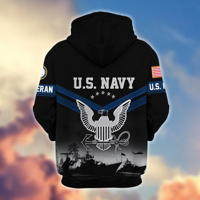 Premium US Veterans Zip Hoodie, Gifts For US Veterans, Gifts On Father's Day, Veterans Day.