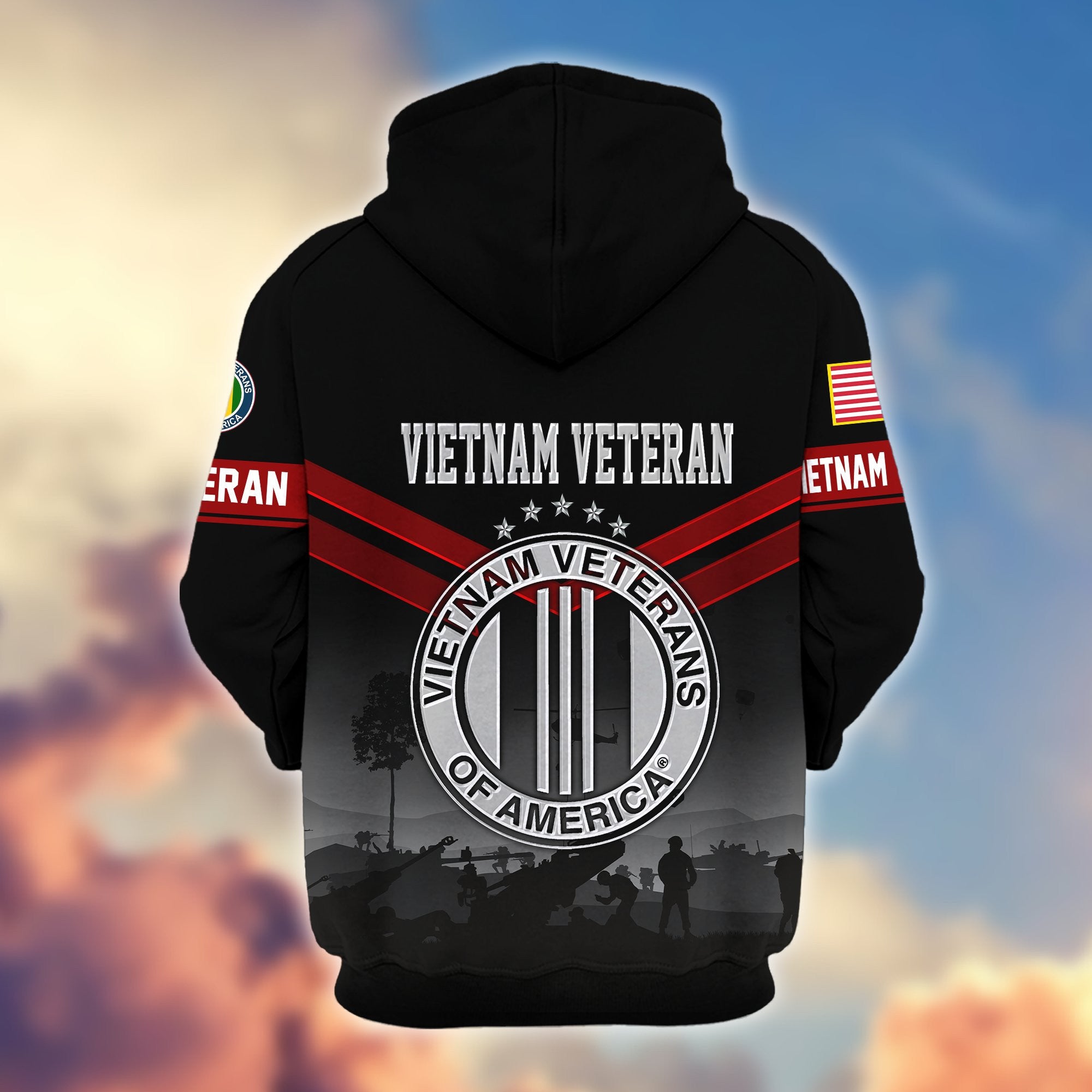 Premium US Veterans Zip Hoodie, Gifts For US Veterans, Gifts On Father's Day, Veterans Day.