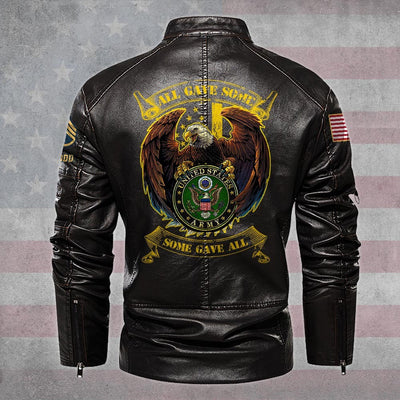 Premium US Army Veteran Leather Jacket, Gifts For Army Veteran, Gifts On Father's Day, Veterans Day.