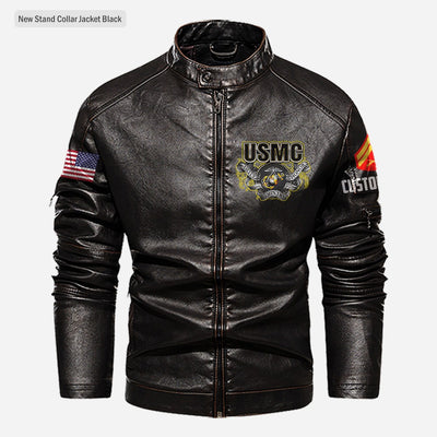 Premium Custom USMC Veteran Leather Jacket, Gifts For Marine Veteran, Gifts On Father's Day, Veterans Day.