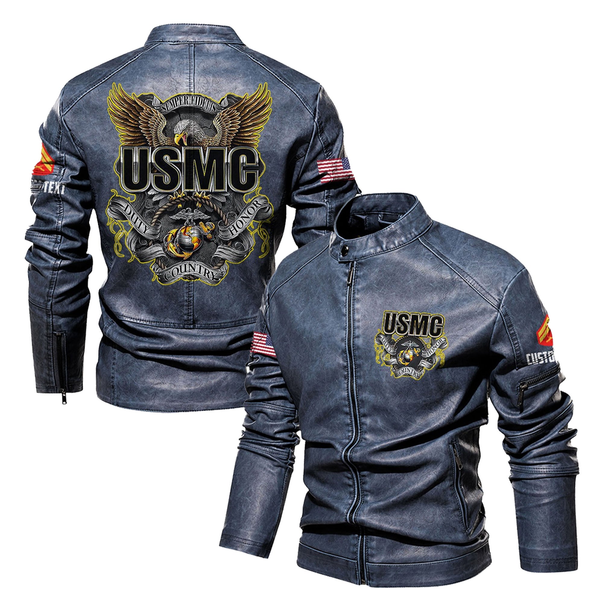 Premium Custom USMC Veteran Leather Jacket, Gifts For Marine Veteran, Gifts On Father's Day, Veterans Day.