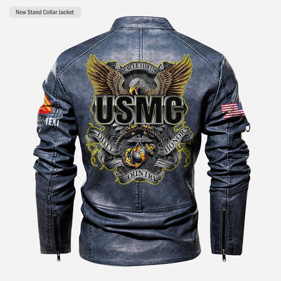 Premium Custom USMC Veteran Leather Jacket, Gifts For Marine Veteran, Gifts On Father's Day, Veterans Day.