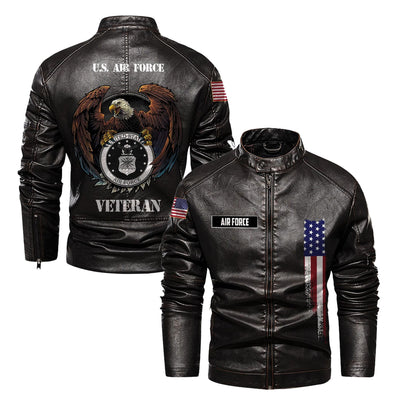 Premium USAF Veteran Leather Jacket, Gifts For Air Force Veteran, Gifts On Father's Day, Veterans Day.