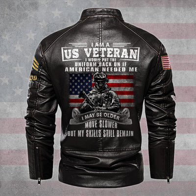 Premium Custom US Army Veteran Leather Jacket, Gifts For Army Veteran, Gifts On Father's Day, Veterans Day.