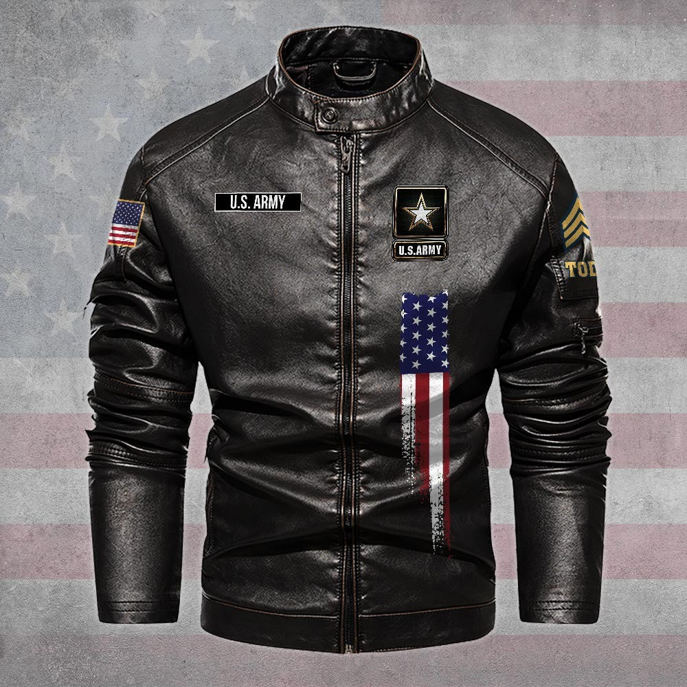Premium Custom US Army Veteran Leather Jacket, Gifts For Army Veteran, Gifts On Father's Day, Veterans Day.