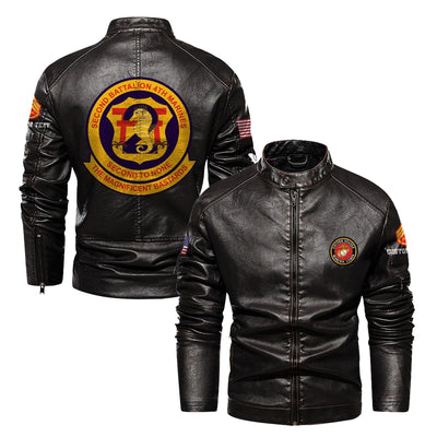 Premium Custom Unit USMC Veteran Leather Jacket, Gifts For Marine Veteran, Gifts On Father's Day, Veterans Day.