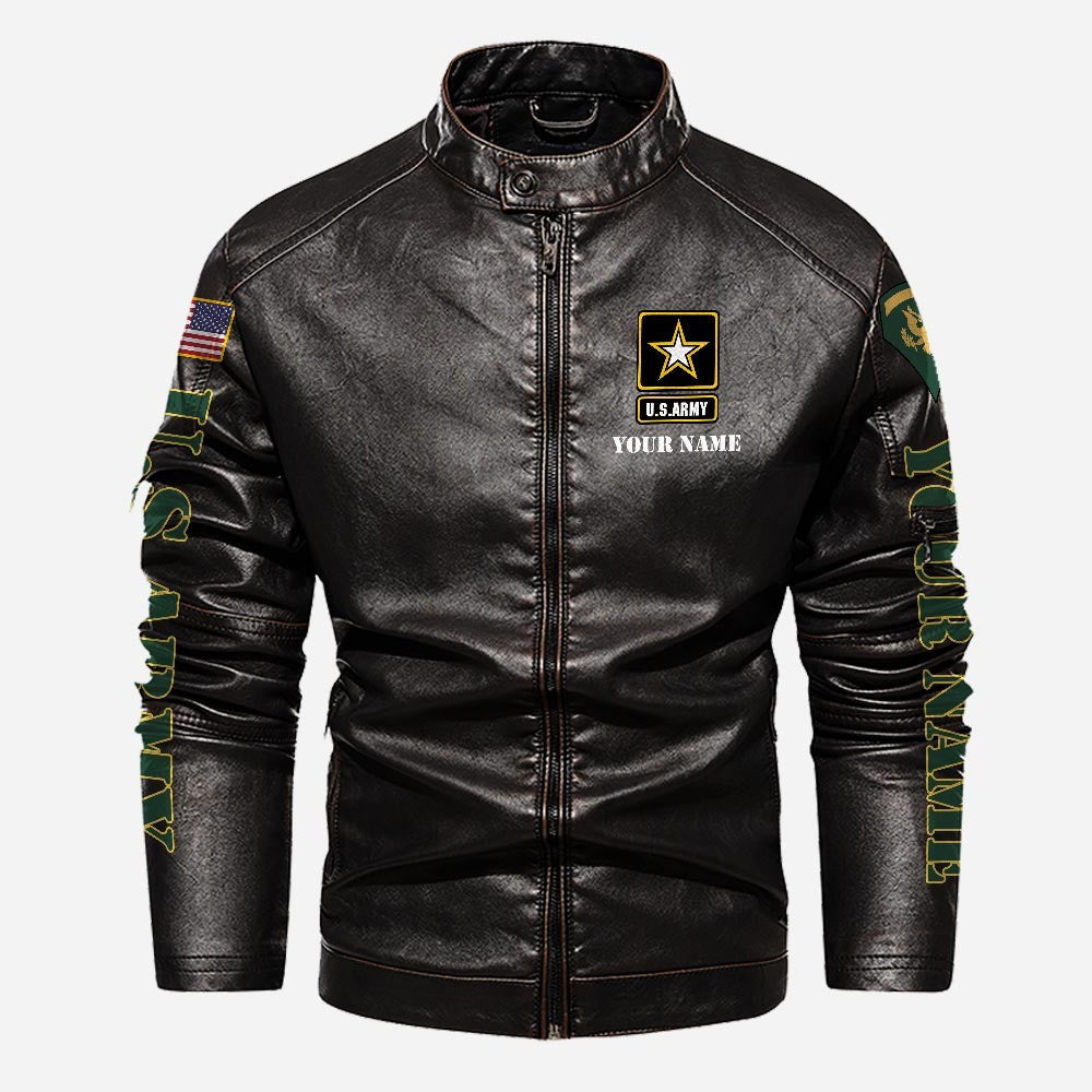 Premium Custom US Army Veteran Leather Jacket, Gifts For Army Veteran, Gifts On Father's Day, Veterans Day.