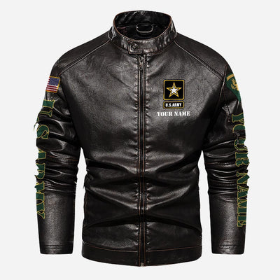 Premium Custom US Army Veteran Leather Jacket, Gifts For Army Veteran, Gifts On Father's Day, Veterans Day.