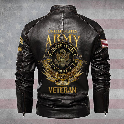Premium Custom US Army Veteran Leather Jacket, Gifts For Army Veteran, Gifts On Father's Day, Veterans Day.