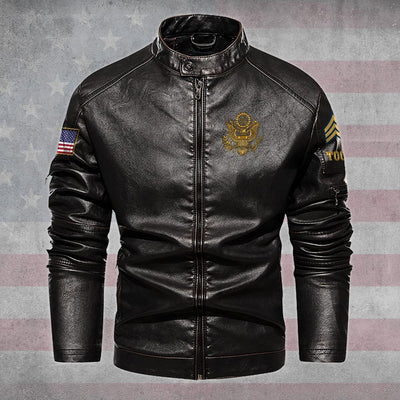 Premium Custom US Army Veteran Leather Jacket, Gifts For Army Veteran, Gifts On Father's Day, Veterans Day.