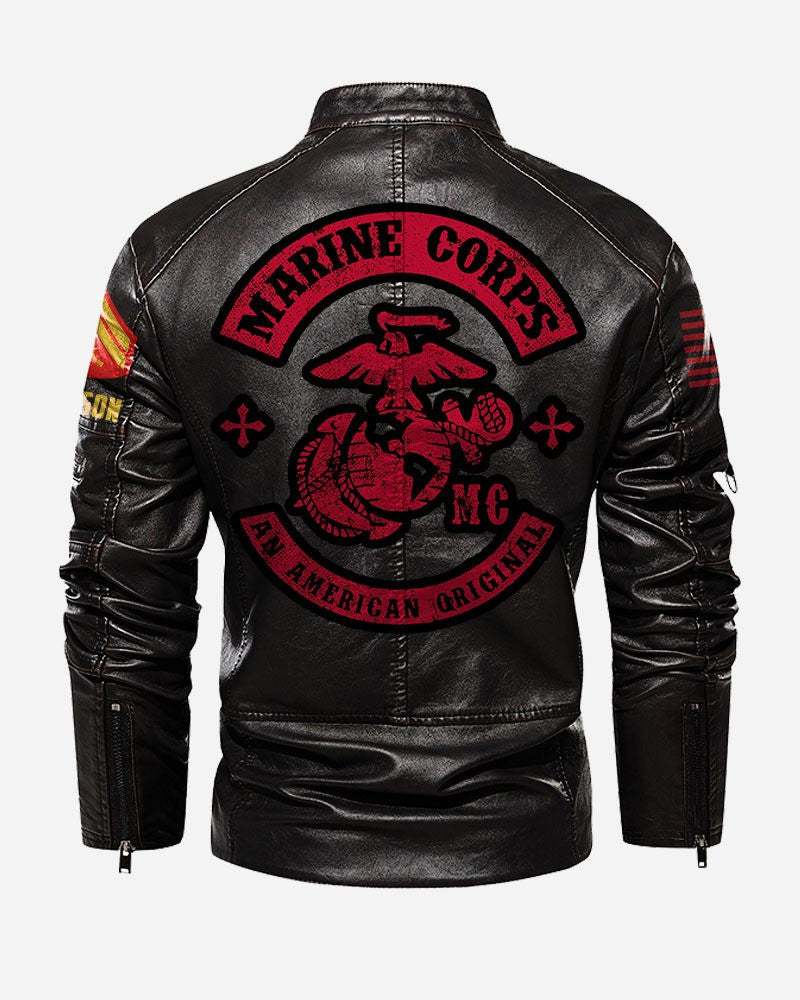 Premium Custom USMC Veteran Leather Jacket, Gifts For Marine Veteran, Gifts On Father's Day, Veterans Day.