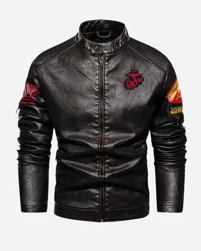 Premium Custom USMC Veteran Leather Jacket, Gifts For Marine Veteran, Gifts On Father's Day, Veterans Day.