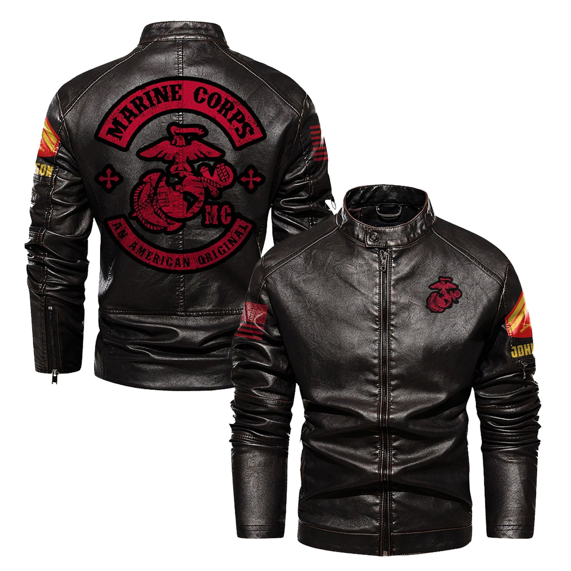 Premium Custom USMC Veteran Leather Jacket, Gifts For Marine Veteran, Gifts On Father's Day, Veterans Day.